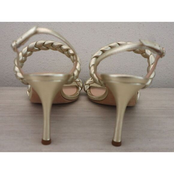 Kate Spade Womens 8.5B Pale Gold Saffron Metallic Leather Slingback Sandals - Picture 8 of 15